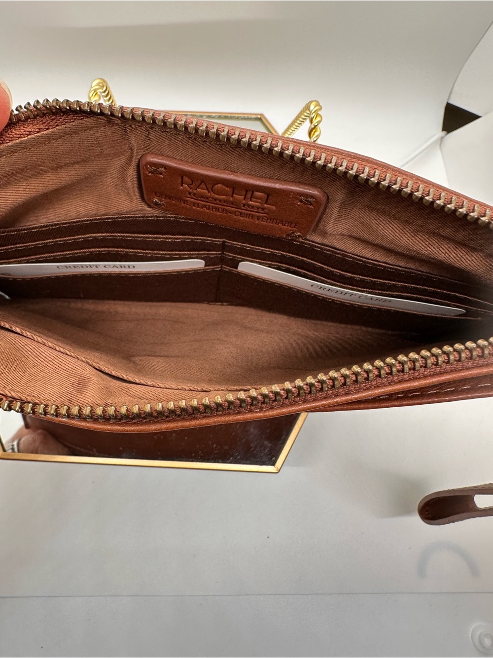 RACHEL Rachel Roy Cognac Brown Leather Wristlet - Picture 6 of 8